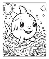 AI generated Ocean Shark coloring page, illustration vector