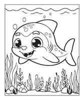 AI generated Ocean Shark coloring page, illustration vector