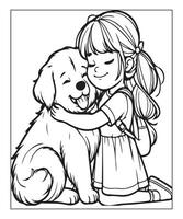 AI generated cute dog coloring page vector