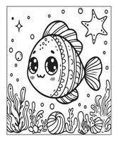 AI generated Fish coloring page for kids vector