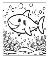 AI generated Ocean Shark coloring page, illustration vector