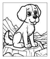 AI generated clean vector line art dog coloring page for kids