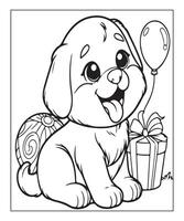 AI generated kids coloring page, dog coloring page illustration vector