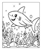 AI generated Ocean Shark coloring page, illustration vector