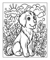 AI generated dog coloring page for kids vector