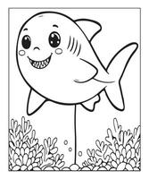 AI generated Ocean Shark coloring page, illustration vector