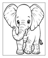 AI generated Elephant coloring page for kids. print this free printable elephant coloring page vector