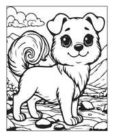 AI generated clean vector line art dog coloring page for kids