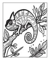 AI generated chameleon coloring page vector