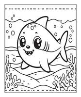 AI generated Ocean Shark coloring page, illustration vector