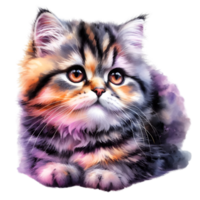 AI generated A cute cat sits alone png