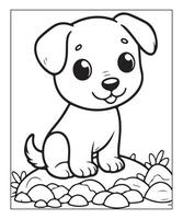 AI generated clean vector line art dog coloring page for kids