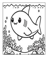 AI generated Ocean Shark coloring page, illustration vector