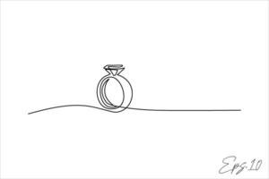 continuous line vector illustration design of diamond ring