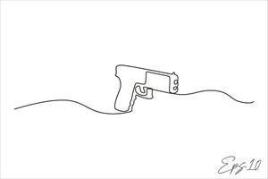 continuous line vector illustration design of gun