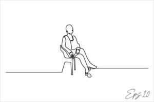continuo línea vector ilustración diseño de sentado persona