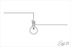 continuous line vector illustration design of lighting lamp