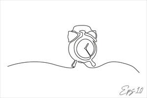 continuous line vector illustration design of alarm clock