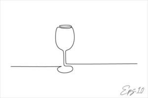 continuous line vector illustration design of beer glass