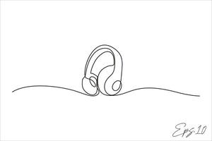 continuous line vector illustration design of headset