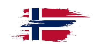 Noruega bandera en cepillo pintar estilo aislado en blanco antecedentes. Noruega nacional bandera antecedentes con grunge concepto vector