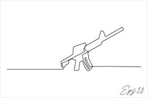 continuous line vector illustration design of long-barreled weapon