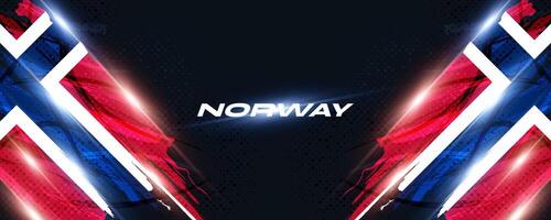 Norway Flag in Brush Paint Style with Halftone and Glowing Light Effects. Norway National Flag Background with Grunge Concept vector