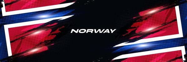 Norway Flag in Brush Paint Style with Halftone and Glowing Light Effects. Norway National Flag Background with Grunge Concept vector