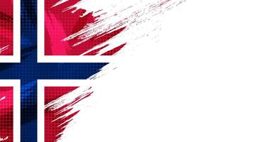 Norway Flag in Brush Paint Style with Halftone Effect. Norway National Flag Background with Grunge Concept vector