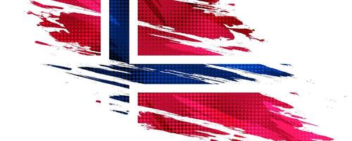 Norway Flag in Brush Paint Style with Halftone Effect. Norway National Flag Background with Grunge Concept vector