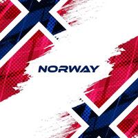 Norway Flag in Brush Paint Style with Halftone Effect. Norway National Flag Background with Grunge Concept vector