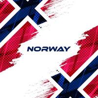 Norway Flag in Brush Paint Style with Halftone Effect. Norway National Flag Background with Grunge Concept vector