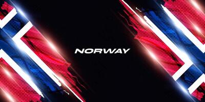 Norway Flag in Brush Paint Style with Halftone and Glowing Light Effects. Norway National Flag Background with Grunge Concept vector