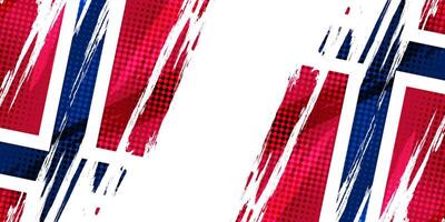 Norway Flag in Brush Paint Style with Halftone Effect. Norway National Flag Background with Grunge Concept vector