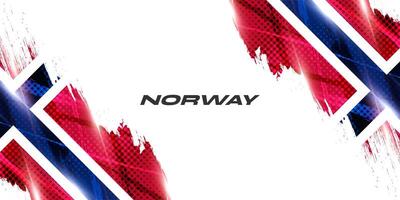 Norway Flag in Brush Paint Style with Halftone and Glowing Light Effects. Norway National Flag Background with Grunge Concept vector