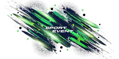 Abstract Blue and Green Brush Texture Background with Halftone and Glowing Light Effects. Sport Background with Grunge Style. Scratch and Texture Elements For Design vector