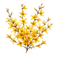 ai généré une forsythia fleur branche éclats avec brillant Jaune fleurs png