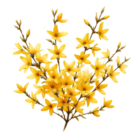 AI generated A forsythia flower branch bursts with bright yellow flowers png