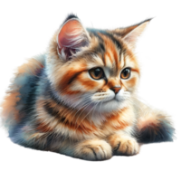 AI generated A cute cat sits alone png