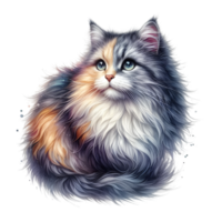 AI generated A cute cat sits alone png