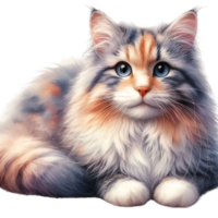 AI generated A cute cat sits alone png