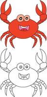 Crab Clipart Set. Colorful and Outline Crabs from The Sea Life vector