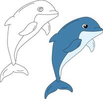 Dolphin Clipart Set. Colorful and Outline Dolphins vector