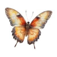 ai generiert ein einzel, beschwingt Schmetterling mit ausgestreckt Flügel, gefangen im ein detailliert Aquarell. png