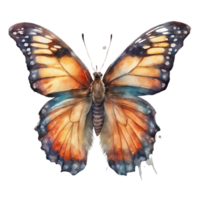 ai generiert ein einzel, beschwingt Schmetterling mit ausgestreckt Flügel, gefangen im ein detailliert Aquarell. png