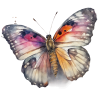 ai generiert ein einzel, beschwingt Schmetterling mit ausgestreckt Flügel, gefangen im ein detailliert Aquarell. png