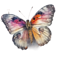 ai generiert ein einzel, beschwingt Schmetterling mit ausgestreckt Flügel, gefangen im ein detailliert Aquarell. png