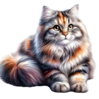 AI generated A cute cat sits alone png