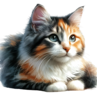 AI generated A cute cat sits alone png