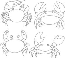 Outline Crab Clipart Set for Lovers of Marine Life and Ocean Creatures vector